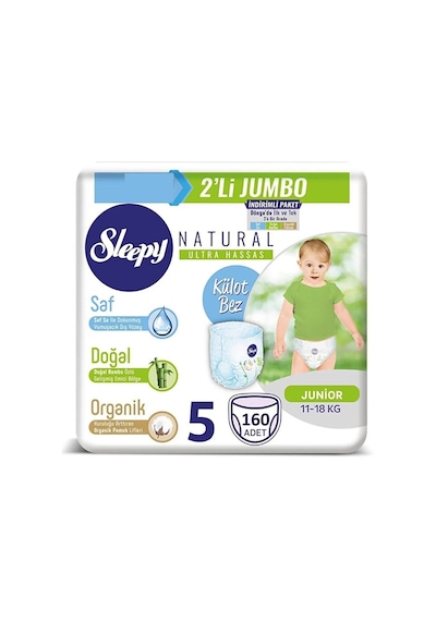 Sleepy Natural Külot Bezi 5 Numara Junior 2'li Jumbo 160 Adet