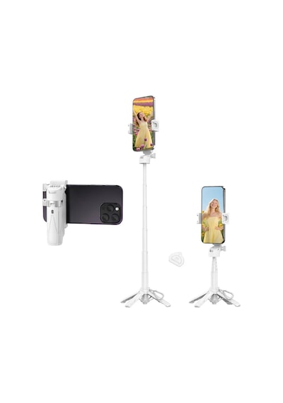 Juo Jst20 Kumandalı Mini Tripod Monopod Selfie Çubuğu Android Apple iPhone Uyumlu Beyaz