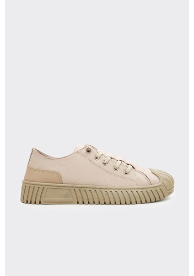 Derinet Lastik Bağcıklı Kadın Sneaker Bej Bej
