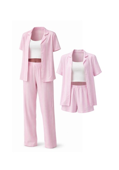 Divinus Pembe Çizgili Ev Giyimi 6 Lı Set Pantalon/şort/bluz/büstiyer/çorap/toka Divinus Pembe Çizgili Ev Giyimi 6 Lı Set Pantalon/şort/bluz/büstiyer/çorap/toka