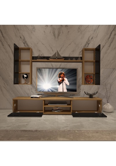 Decoraktiv Eko 5d Mdf Dvd Tv Ünitesi Tv Sehpası Pera - Siyah