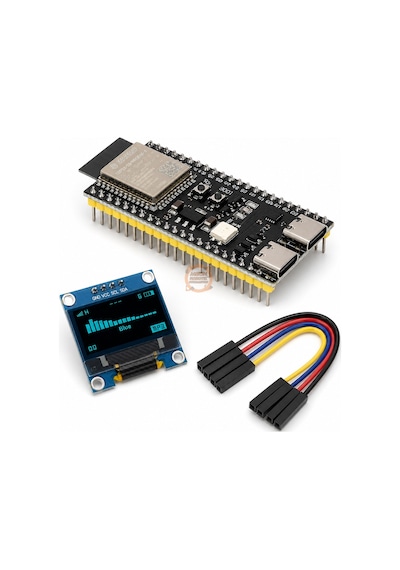 Paket Esp32-s3-devkitc-1 N16r8 + Oled Lcd 128x64 0.96 İnch Mavi Ekran + 4 Kanal Jumper Kablo Taris