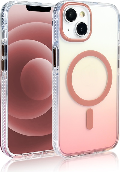 Apple Uyumlu iPhone 14 Kılıf Transparan Renk Geçişli M-safe Şarj Özellikli Toros Kapak Rose Gold