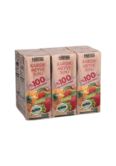 Karışık Meyve Suyu %100 Meyve Suyu Oranı Şeker Ilavesiz 36 Adet X 200 Ml