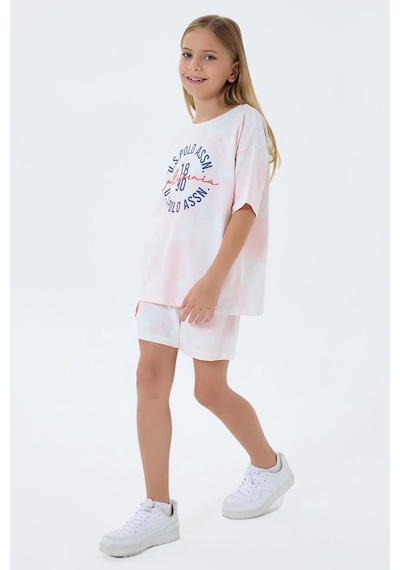 U.S. Polo Assn. Kız Çocuk 2 Li Şort T-şhirt Takım Koyu Coral-2333 Pembe