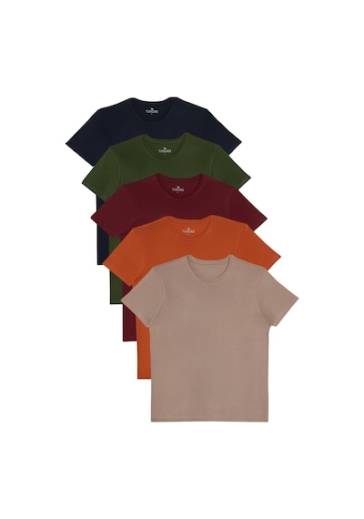 Tudors Unisex 5li Paket Lacivert-haki-bordo-tarçın-vizon Slim Fit Dar Kesim %100 Pamuk Bisiklet Yaka Tişört-33030 Multi Çok Renkli Tudors Unisex 5li Paket Lacivert-haki-bordo-tarçın-vizon Slim Fit Dar Kesim %100 Pamuk Bisiklet Yaka Tişört-33030 Multi Çok Renkli