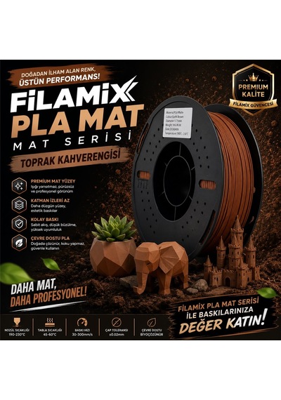 Filamix Pla Mat Toprak Kahverengisi Filament 1.75mm 1kg Mat Yüzey