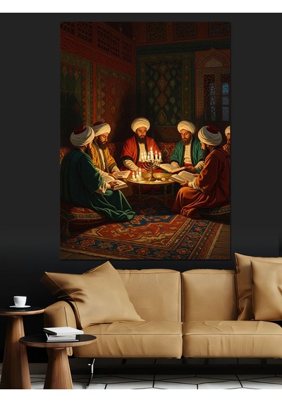 Osmanlı Meclisi Ve Kahve Sohbeti Dekoratif Kanvas - Mdf Ahşap Tablo