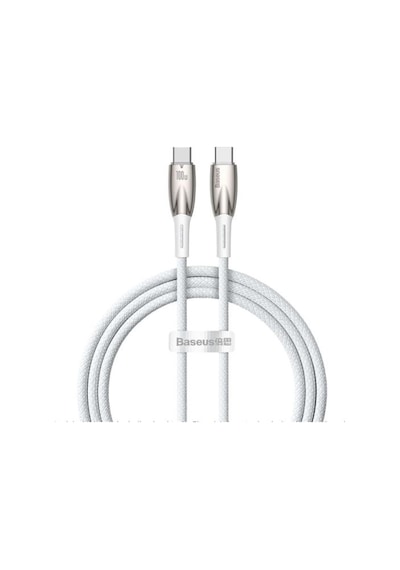 Baseus Glimmer Series Cadh000702 1mt 100w Beyaz Pd Type-c To Type-c Şarj Kablosu Örgülü
