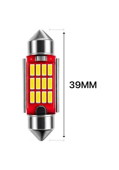 12 Ledli 39mm Sofit Led Ampül Beyaz Işık 12v C5w