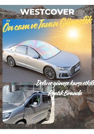 Oto Ön Cam Ve Tavan Güneşlik Branda Kalın Pratik Koruyucu Örtü Araba Güneşliği