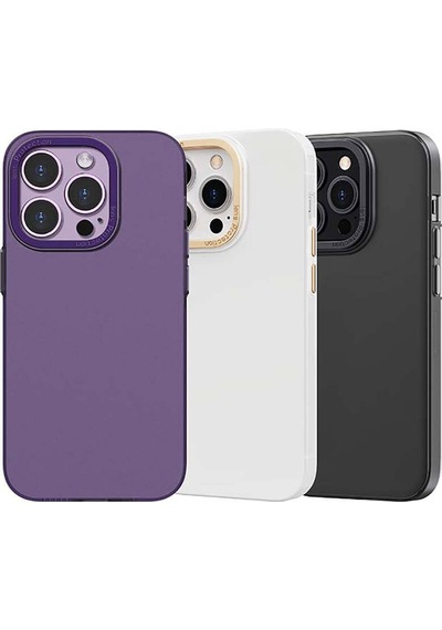 Apple Uyumlu iPhone 14 Kılıf Metal Kamera Çerçeveli Recci Glaze Serisi Kapak Siyah