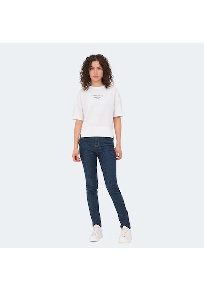 Slazenger VILLAGE Kadın Oversıze Ekru Tişört