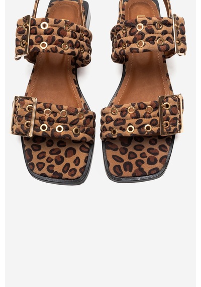 Luvishoes Blob Siyah-sarı Desenli Tokalı Kadın Sandalet Çok Renkli