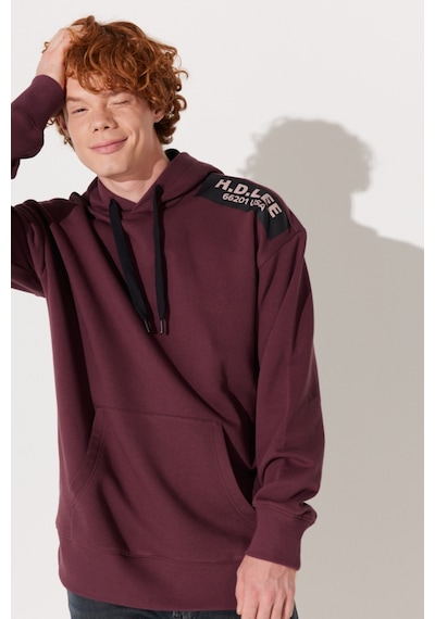 Lee Loose Fit Rahat Kesim Bordo Erkek Kapüşonlu Sweatshirt L232275838 Bordo