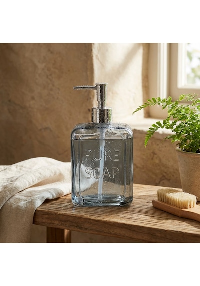 Makri Home Renkli Cam Sıvı Sabunluk, 500 Ml, Mavi Mavi