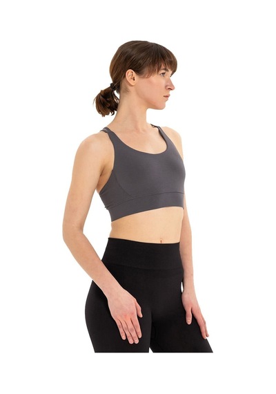 Inguz Çift Askılı Sırtı Çapraz Yoga Büstiyer Gri