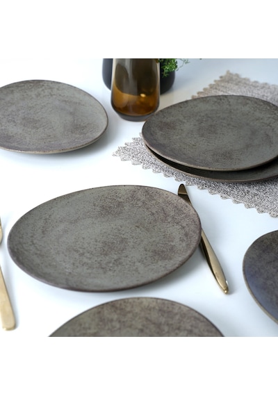 Keramika Mat Toprak Stella Pasta Tabağı 23 Cm 6 Adet 20572 Kahverengi
