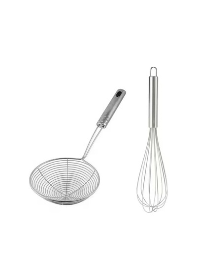 Mybru Paslanmaz Çelik Metal Saplı El Çırpıcısı Ve Kevgir 2'li Set Blender Çok Renkli