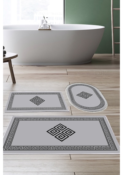 Eko Trend Djt 3 Lü Yıkanabilir Kaymaz Taban Banyo Paspas Seti 656m Modern gri