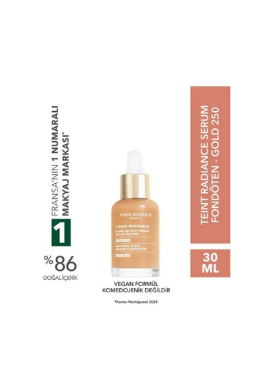Vegan Formüllü Işıltı Etkili Teint Radiance Serum Fondöten Gold 250 114