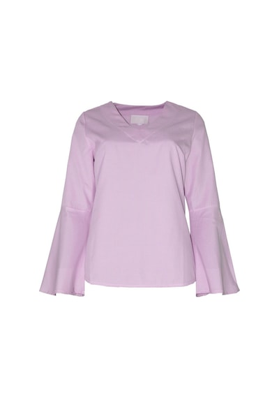 Bulalgiy Kadın Pembe Çizgili Kolu Volan Bluz - Bga103926-pembe