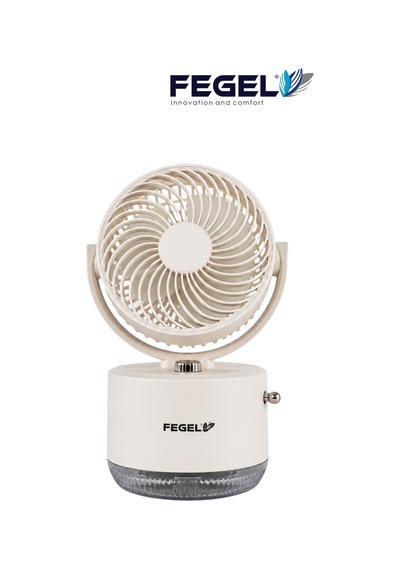 Fegel FG-03 Masaüstü Şarjlı Nemlendiricili Otomatik Dönüşlü LED Işıklı Fan