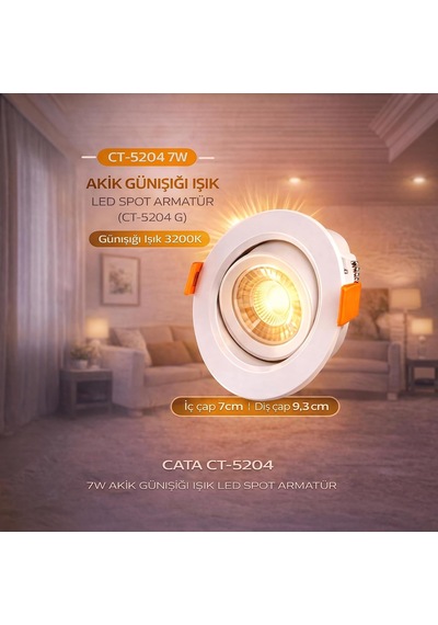 Akik 7w Beyaz Kasa Sıva Altı Spot Ct-5204g- 1 Adet 3200k Günışığı Diğer
