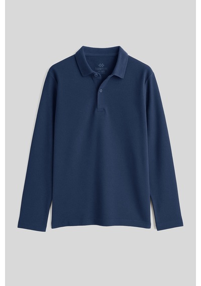 Tommylife İndigo Polo Yaka Basic Uzun Kollu Erkek Çocuk T-shirt - 11170 İndigo