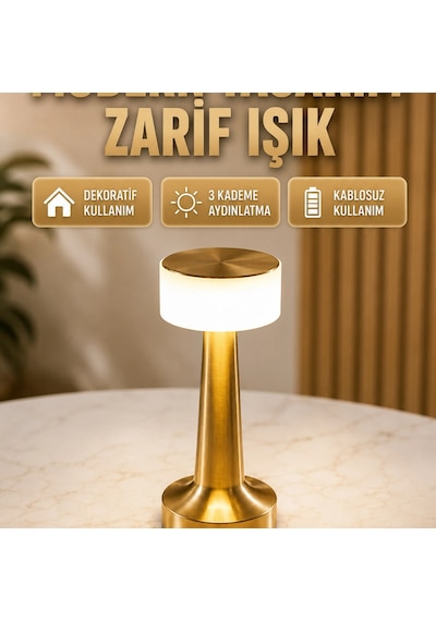 Touch Gece Lambası Dokunmatik Kontrol, Kablosuz Kullanım, Metal Gövde Yeni Nesil Kopya Renkli
