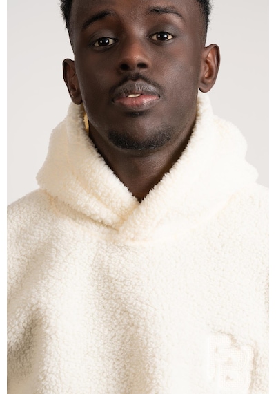 Fbı Kapşonlu Kanguru Cepli Slimfit Peluş Sweatshirt krem