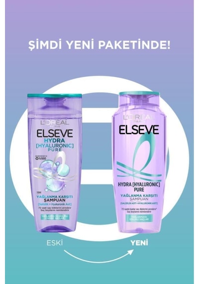 5'li Elseve Hydra Hyaluronic Pure Salisilik Asit Içeren Yağlanma Karşıtı Arındırıcı Şampuan 300ml pkt5lhydrapureshpset-10586