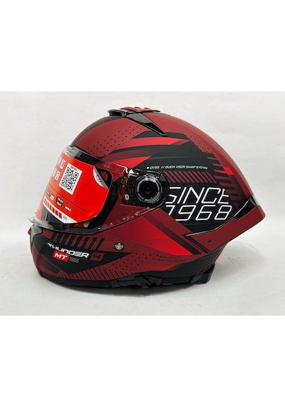 Şeffaf Güneş Vizörlü + Mt Thunder 4sv Luminence D5 Kapalı Kask Mat Kırmızı - Siyah