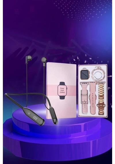 Kablolu Bluetooth Kulaklık Ve Kadınlara Özel Bileklik Hediyeli Yeni Nesil Akıllı Saat 3 Kordonlu