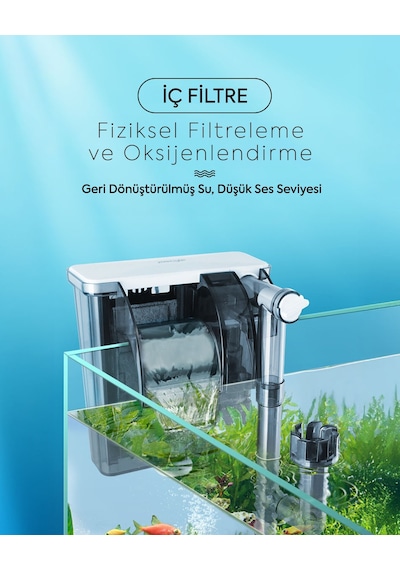 Jingye Jy-w255 Askı Şelale Akvaryum Filtresi 6w 400l/h Sessiz, Pratik, Dengeli Su Sirkülasyonu