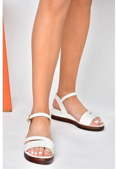 Fox Shoes P674300709 Beyaz Dolgu Topuklu Günlük Kadın Sandalet Beyaz