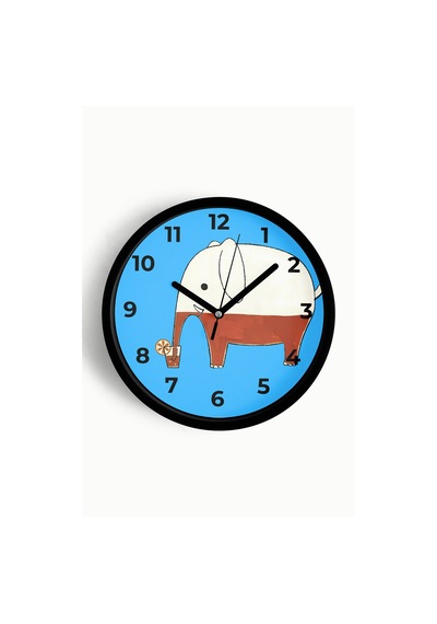 Sevimli Fil Çocuk Odası Duvar Saati - 25cm - Önü Camlı Siyah Kasa - Sessiz Mekanizma-jh1071 Siyah