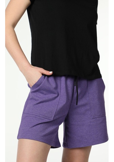 Defys Kadın Beli Lastikli Cepli Etiket Detaylı Regular Fit Şort Mor - 527882928 Mor
