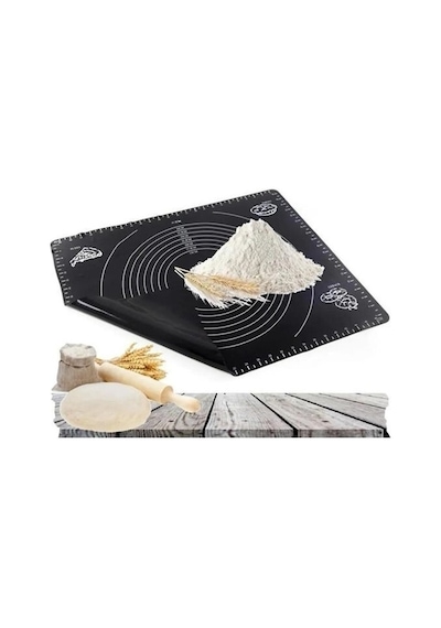 Mucit Home Silikon Çok Amaçlı Geniş Siyah Hamur Matı Hamur Açma Matı