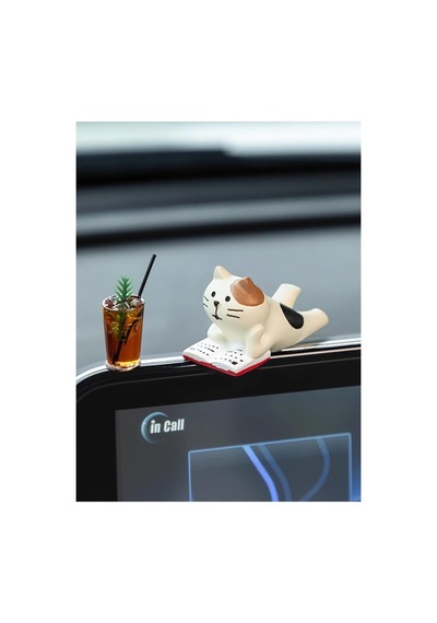 Kitap Okuyan Kedi Mini Figür