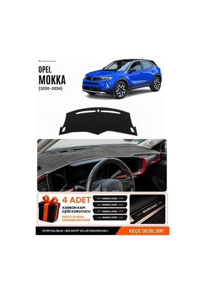 Opel Mokka 2020-2025 Uyumlu Torpido Koruma, Torpido Örtüsü, Torpido Kılıfı - Siyah-gri - Op023