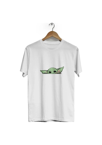 Startmore Usta Yoda Bisiklet Yaka Kısa Kollu T-shirt Garalio Beyaz