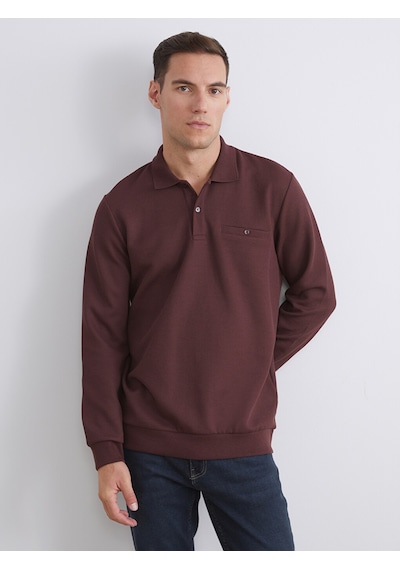 Lcwaıkıkı Classic Bordo Polo Yaka Uzun Kollu Erkek Sweatshirt