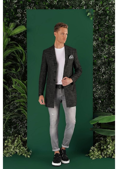 Efor Uzun 01 Slim Fit Siyah Spor Ceket Siyah