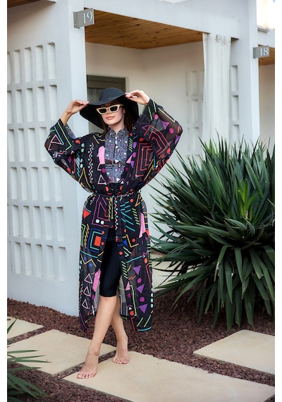 Remsa Canan Şifon Kimono Pareo Rms-rp025-26 Siyah