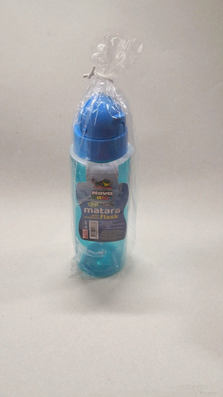 Mavi Şeffaf Pipetli Suluk Matara Pp Matara Doğa Dostu Ürün 500ml MAvi