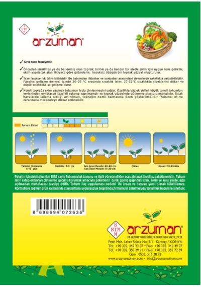 Arzuman Geniş Sırık Fasulye Tohumu 50 Gr