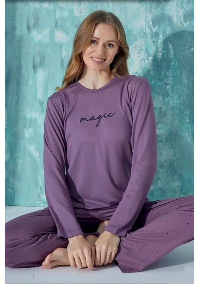 Cotonhause Kadın Uzun Kol Lila Pijama Takımı C5t0n9o02-15 001