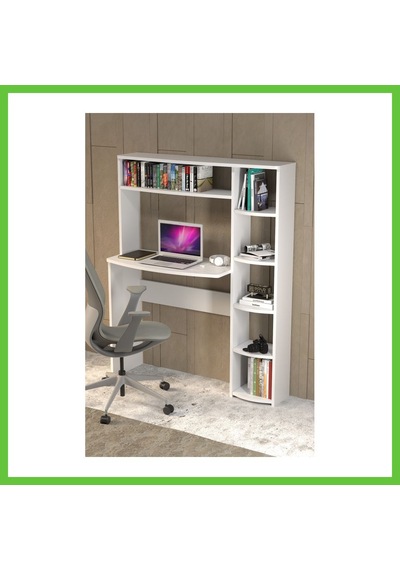 Bezos Kitaplıklı Çalışma Masası Beyaz Dmc