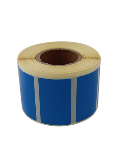 Kuşe Renk Baskılı Etiket 50mm X 30mm Ölçülerinde 1000 Adet 40mm Kuka Çapında Kendinden Yapışkanlı Rulo Etiket Mavi Diğer